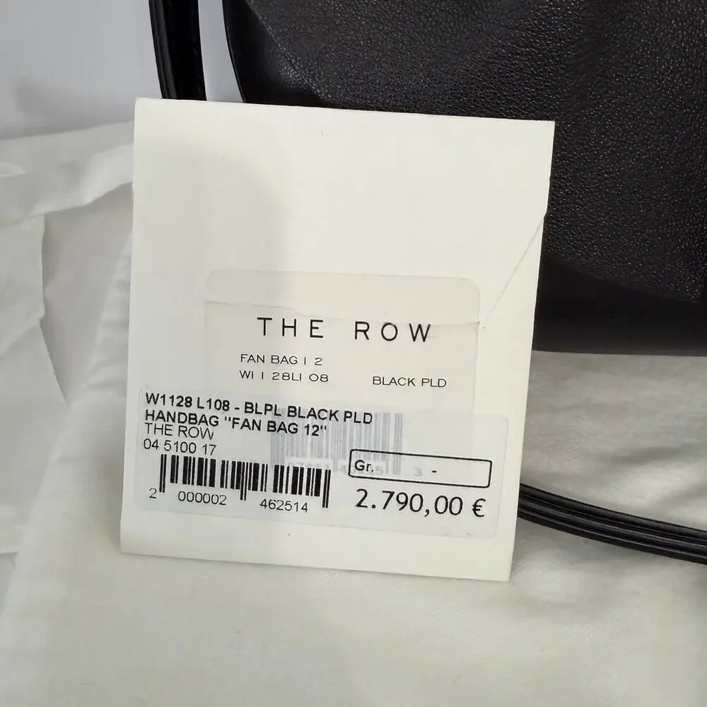 The Row Fan Bag 12 Origami Pleated Black Smooth Leather Shoulder Bag Authentic